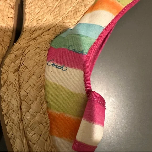 Coach Grace Watercolor straw wedge sandals multicolored Y2K Size 8.5 - Picture 8 of 11